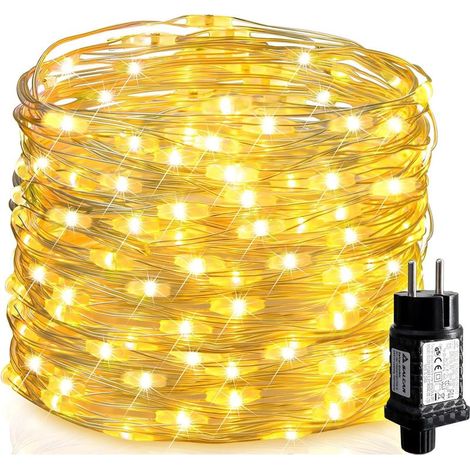 Guirlande Lumineuse Noël 10M 100 LED Fil Cuivre à Piles Intérieur Extérieur Chambre Mariage Fête Arbre (1/2)
