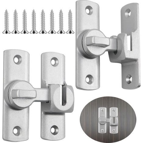 Pièces Loquet Porte Interieure 90 et 180 Degrés Verrou Porte Coulissante avec Vis Alliage D aluminium Loquets et Verrous de Portes pour Portes (1/4)