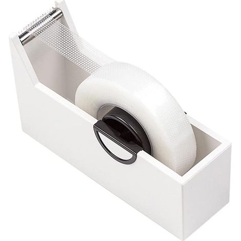 Dévidoir de ruban adhésif (1 unité), coupe-ruban isolant, idéal pour l'école, la maison, le bureau, les salons de beauté, blanc (1/2)