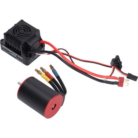 Wasserdichter 60-A-Brushless-Fahrtenregler (ESC), elektronischer Regler, kurzes Kabel, 3650-3900-KV-Motor mit 4-mm-Bananenstecker für 1/10-RC-Cars (1/5)