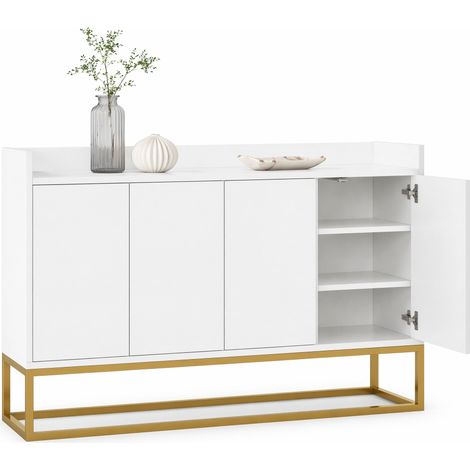 ELVMI Aparador con 4 Puertas y 2 Estantes Ajustables y Apertura a Presión para Comedor, Cocina, Salón, Entrada, 120 x 30 x 80 cm (1/5)