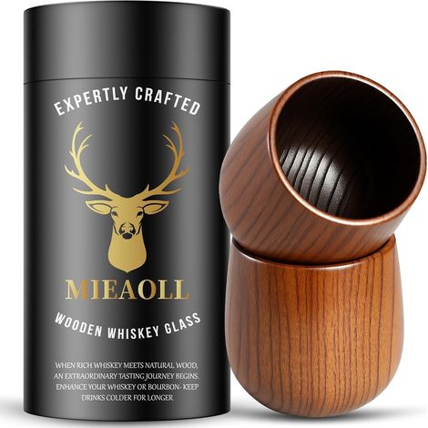 Verres à whisky en bois brûlé, cadeau bourbon pour homme, lot de 2 (1/5)