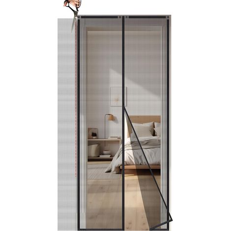 Sekey Moustiquaire Magnétique Anti-Insectes pour Porte 155x245cm Noir (1/5)