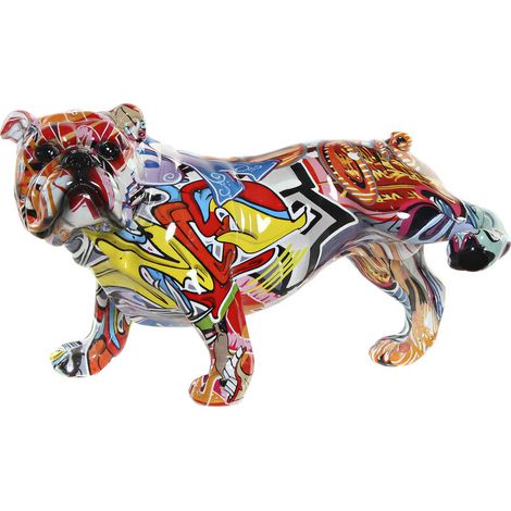 Figura decorativa cane graffiti multicolor in resina 26,5 x 14,5 x 16 cm (1/3)