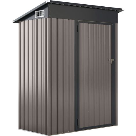 Capannone per attrezzi per tutte le stagioni 150 x 90,5 x 185 cm sicuro con ventilazione moderna in ferro zincato grigio scuro 200015389