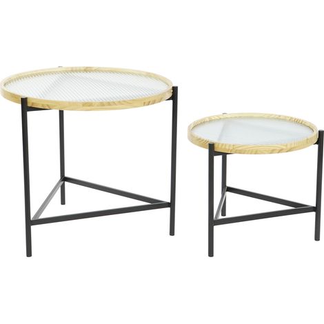 Mesita Auxiliar Set 2 Cristal Metal 62X62X55,5 MB205550 (1/5)
