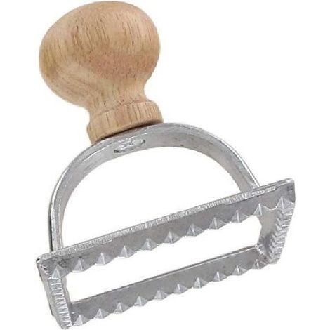 Stampfer für quadratische Ravioli 6x6 cm aus Aluminium mit ergonomischem Holzgriff