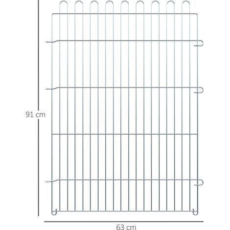 Parc huit panneaux pour chiots largeur 63cm hauteur 91cm, grand enclos modulable intérieur extérieur pour jeunes chiens et petits animaux (1/5)