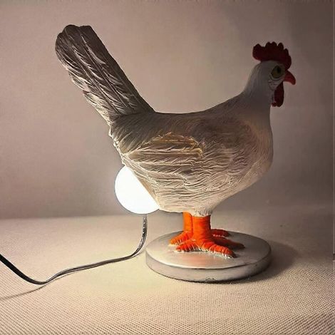 Lampe LED poule en résine réaliste pondeuse d'œufs, veilleuse, décoration pour Pâques, Halloween, Noël, chambre ou maison (1/3)