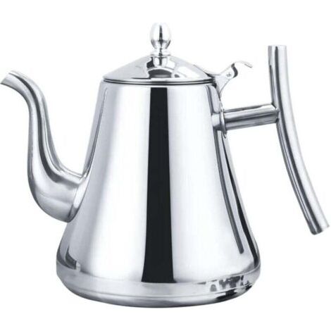Vitdipy - Théière - 2 litres - Avec filtre - Théière à double paroi - Théière en acier inoxydable - Cafetière - Théière pour plaque de cuisson - Finition miroir - Argent