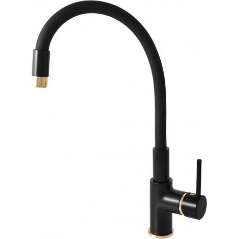 Mitigeur évier flexible à mémoire de forme SEINA en laiton noir doré (1/4)