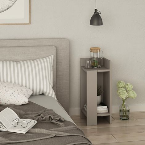 Cotecosy – Table de chevet 100 % mélaminé moka clair – Dimensions 60x25x27 cm – Étagère à 40 cm – Design moderne et élégant