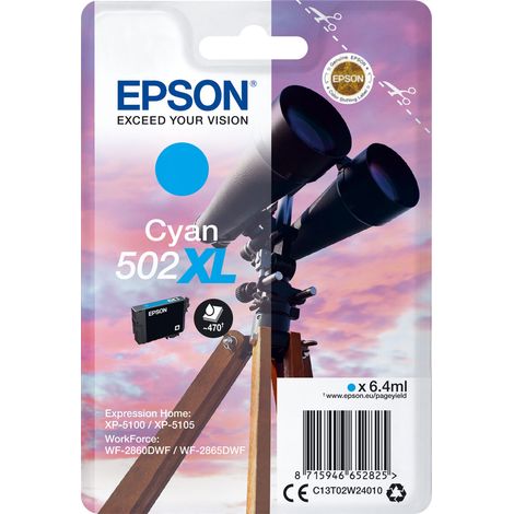 Epson 502XL - Cartouche haute capacité couleur Cyan pour imprimante jet d'encre (1/2)