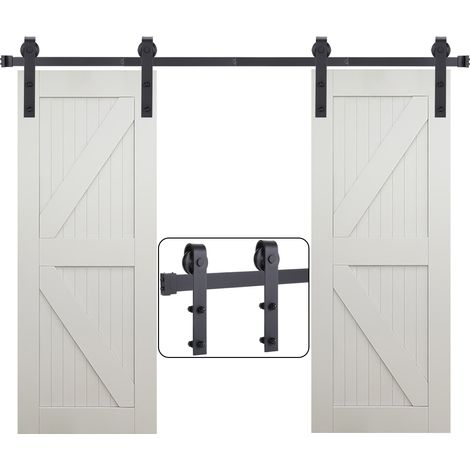 1.83M Binario per Porta Scorrevole Kit Ferramenta per Porte Scorrevoli Bilaterale Guide di Scorrimento per Porta in Legno