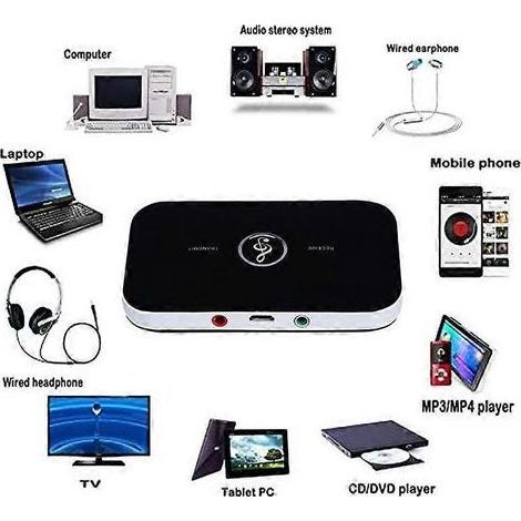 Émetteur récepteur Bluetooth 5.0 audio stéréo AUX RCA 3,5 mm, adaptateur sans fil pour TV, ordinateur, casque et système audio (1/5)