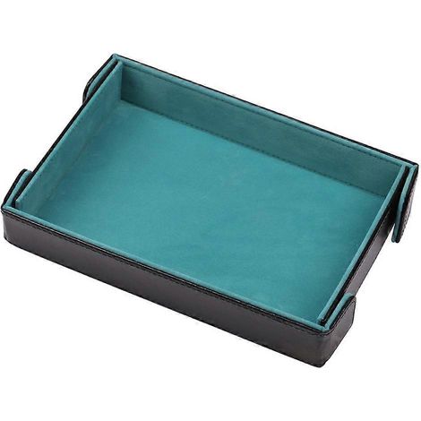 Plateau de rangement magnétique en cuir, compatible avec les dés, les couverts et les jeux de société - pliable, bleu ciel écologique. (1/5)