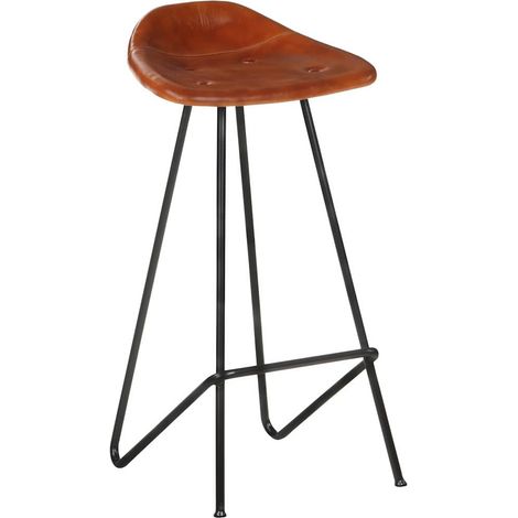 Maison Exclusive - Tabourets de bar lot de 2 marron cuir véritable (1/5)