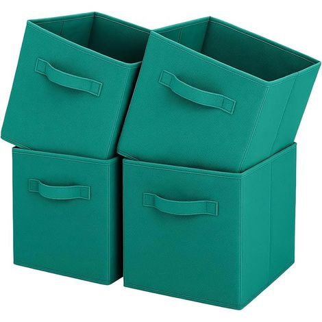Boîte de rangement, cube de rangement en tissu pliable avec poignées pour la maison, la chambre des enfants, le placard et l'organisation des jouets, 26,7 x 26,7 x 27,9 cm, Vert (1/5)
