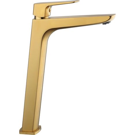 Grifo de Lavabo de Caño Alto  Modelo MARRIOT  Fabricado en Latón  Monomando  Acabado en Oro Pvd (1/2)