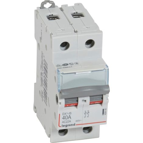 Disjoncteur bipolaire 400V 40A – Courbe C pour protection circuits – Installation dans tableau électrique Legrand – Conforme RoHS