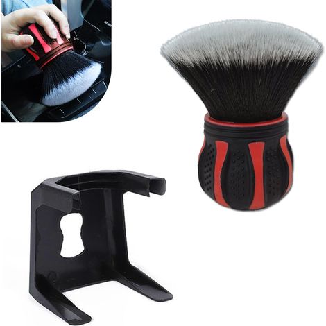 Brosse de nettoyage de voiture ultra douce avec support de rangement, outil de nettoyage intérieur, outils de beauté universels pour la plupart des voitures (rouge) (1/5)