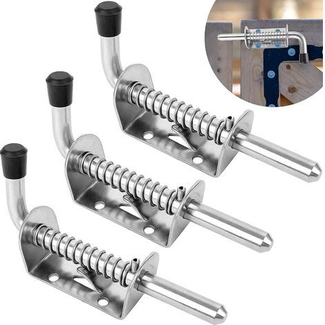 Lot de 3 verrous à ressort, verrou à barillet en acier inoxydable 304, verrou à ressort à goupille de verrouillage 128mm (1/5)