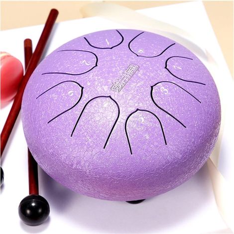 Tambour de pluie pour jardin extérieur, Tambour Chakra, 6 pouces – 8 notes, Tambour Zen, Carillon de pluie étanche, Instrument de musique pour jardin (Violet)