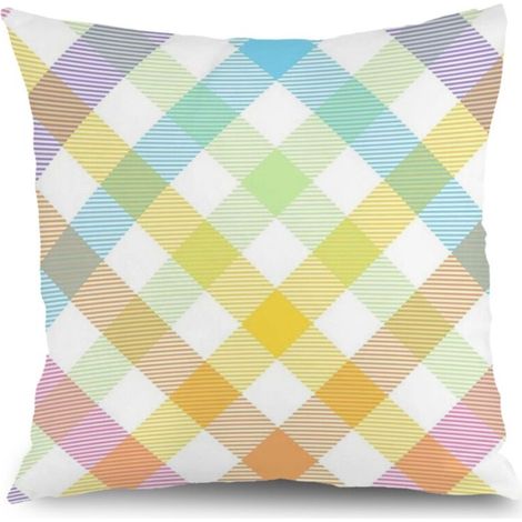 Housse de coussin motif carreaux, décoration salon maison,45×45cm (1/5)