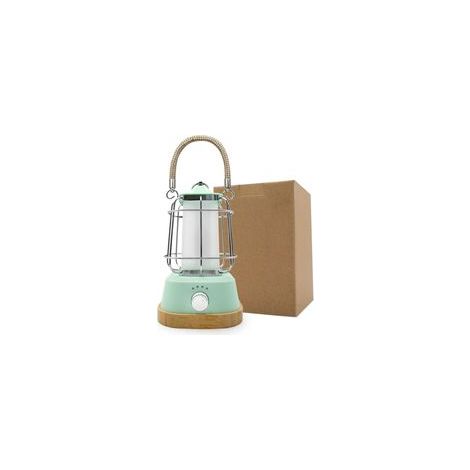 Lámpara LED recargable para camping, 400 lm, hasta 80 horas de autonomía, atenuación continua, temperatura de color ajustable, tres colores de luz, recargable con cuerda de cáñamo y base de bambú - Cr