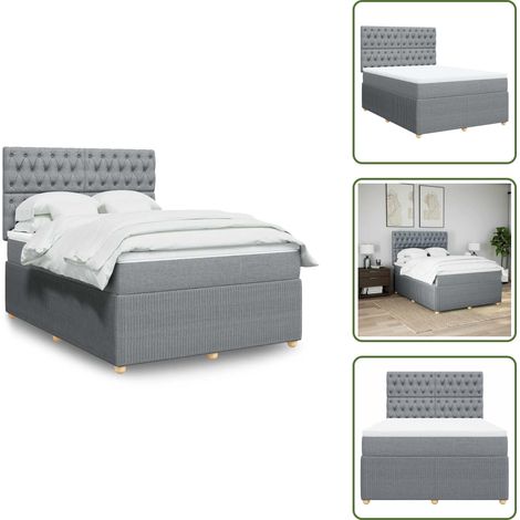 Colchón ensacado - vidaXL Cama box spring con colchón tela gris claro 140x190 cm - Cama de muelles