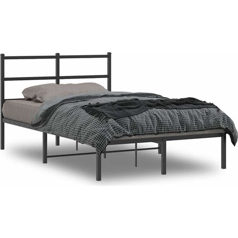 Cadre de lit métal sans matelas avec tête de lit noir 120x190cm vidaXL (1/5)