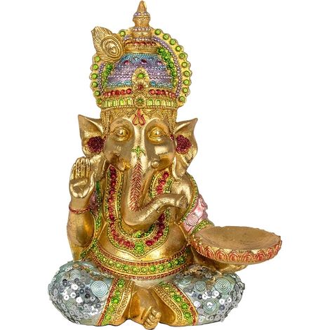 Signes Grimalt Portavelas Figuras  Portavelas Ganesha Budas Dorado 12x18x23cm 27410