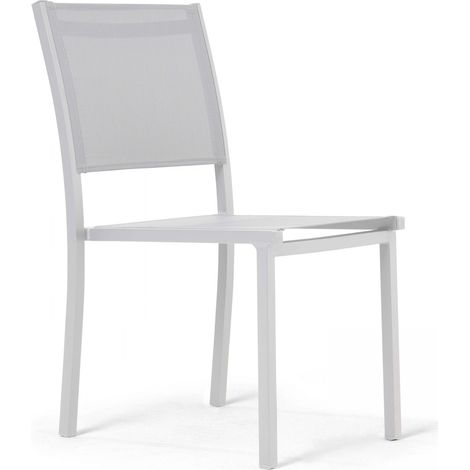 Oviala – Chaise de jardin empilable en aluminium – Assise en textilène déperlant – Résistante aux intempéries et UV – Confort optimal pour extérieur (1/5)