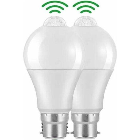 Ampoule Detecteur de Mouvement B22 Baïonnette LED, 12W, 1020lm, Blanc Froid 6000 K, CIR 85, étanches IP42 à économie d'énergie, non dimmable