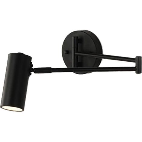 MINKUROW Lámpara De Noche Para Interiores, Lámpara De Pared, Aplique De Pared Con Brazo Oscilante Minimalista Ajustable Con Acabado Cepillado, Iluminación Led Regulable Para Dormitorio, Pasillo, Sala (1/5)
