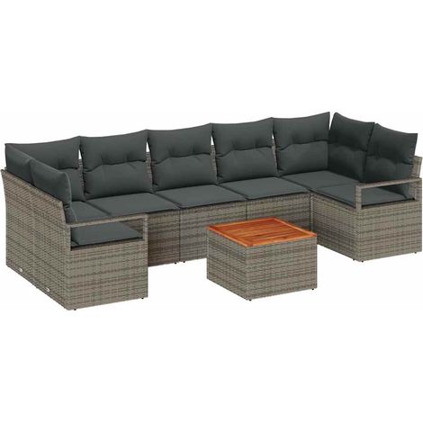 Garden Sofa Set with Storage 8 pcs Grey Poly Rattan vidaXL