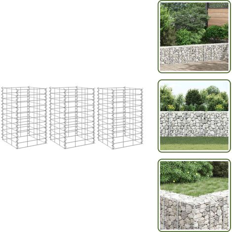 The Living Store Lits surélevés en gabion 3 pcs 30x30x50 cm Fer - Lit Surélevé - Gabion - Jardin - Décoration Extérieur - Mur Végétal (1/5)