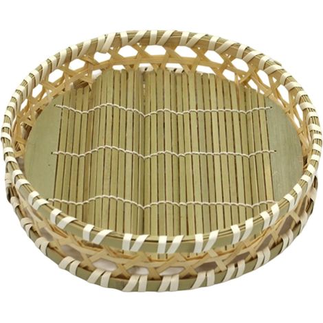 Panier à pain de table, plateau à fond plat tressé pour fruits, gâteaux, bonbons et brioches, panier décoratif lavable pour la (1/5)