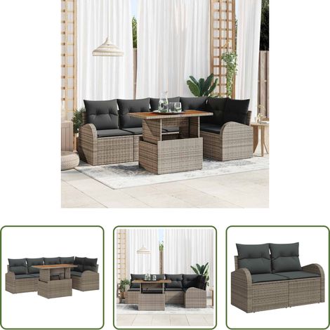 vidaXL Balkonsofa - Garten-Sofa-Set mit Speicher 6 pcs Grau Poly Rattan (1/5)