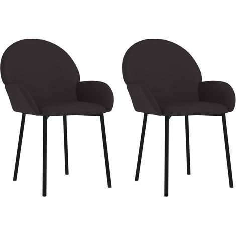 Chaises à manger Chaise de cuisine lot de 2 noir similicuir (1/5)