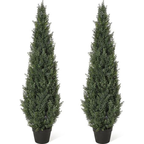Lot de 2 Plantes Artificielles Exterieur 120 cm Cedar Tree Plastique Arbre Artificiel Grande Fausse Plante en Pot Décoration (1/5)