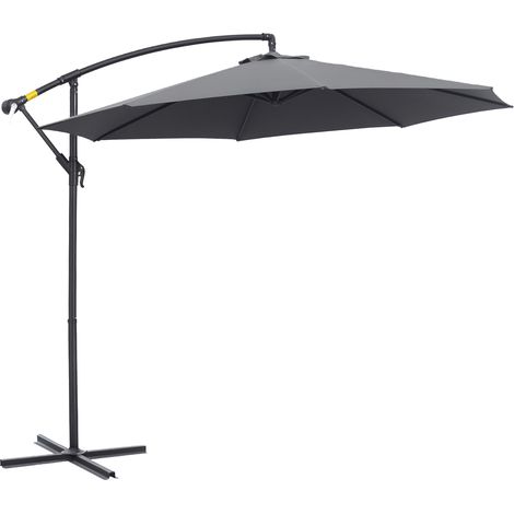 Parasol de jardin 3 x 2,5 m avec bras articulé et inclinaison par manivelle, en acier et polyester gris