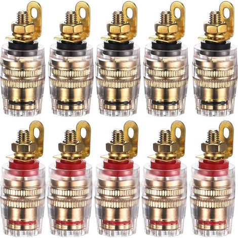 10Pcs 4mm Fiche Banane Douille, Fiche Banane Femelle, 4mm fiche Enceinte, Haut Parleur Reliure Femelle Post Socket Jack, Plaqué Or embase Haut Parleur (1/5)