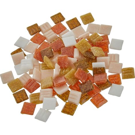 Rayher 1453031, Set tessere per mosaico, tasselli in vetro, piastrelle ideali per decorazioni e fai da te, 1x1 cm, ca. 1300 pz, sfumature di marrone (1/3)