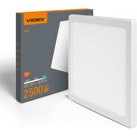 Plafonnier LED carré 24W 3CCT blanc à poser ou encastrer VIDEX DL6S