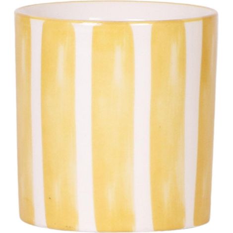 Cache-pot à Rayures Peintes Jaune pour Plantes et Décoration Intérieure Ø 9 cm - PANGIVO (1/5)
