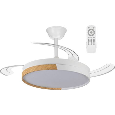 Ventilador LED aspas plegables Altona Blanco+Madera CCT Dim (45W) (1/5)