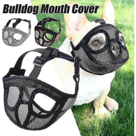 Muselière pour chien à museau court - Muselière ajustable en maille respirante pour bouledogue, idéale pour mordre, mâcher, lécher et toiletter (1/5)
