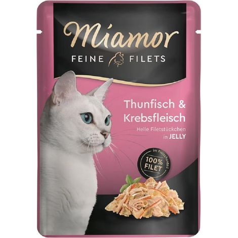 Miamor Feine Filets Thunfisch mit Krabbenfleisch, Nassfutter für Katzen, 24 x 100 g