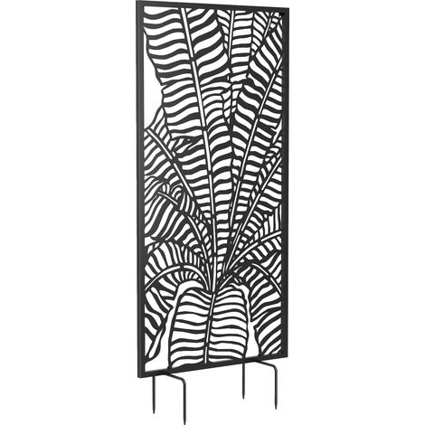 Paravent 65 x 130 cm autoportant, cloison séparatrice avec brise-vue, panneau suspendu en métal, séparation de pièce pour intérieur, noir (1/5)